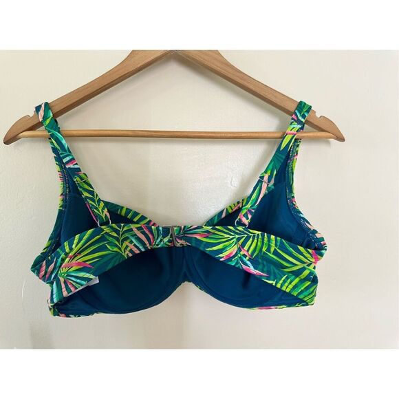 Lands End Baltic Teal Multi Palm Green and Pink Bikini Top Size 6 New - Picture 5 of 5